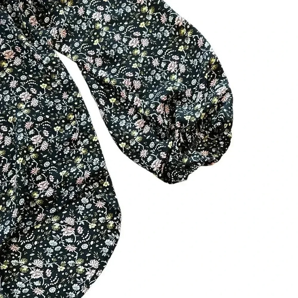 Chelsea & Theodore Black Floral Peasant Blouse S - Picture 2 of 3